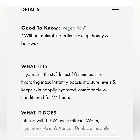 NEW FULL SIZE ORIGINS DRINK UP 10 MINUTE HYDRATING MASK 75 ml - Picture 3 of 5